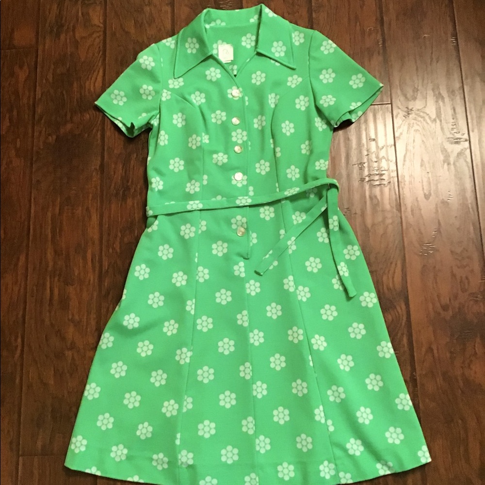 Vintage Green Shirt Style Dress
